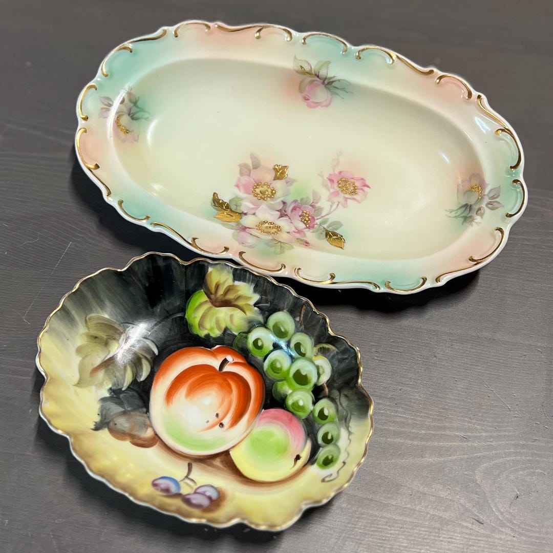Vintage SCHUMANN ARZBERG Bavaria Germany Hand Painted Wild Roses Oval ...