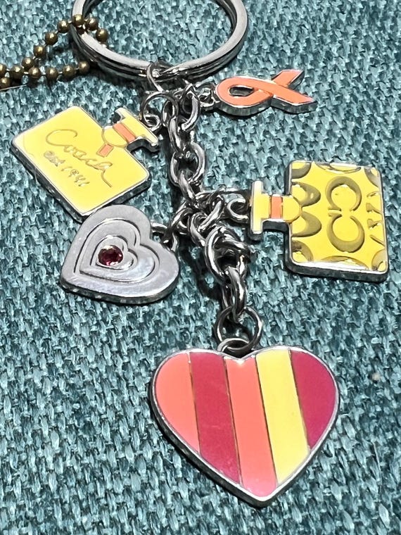 Coach Keychain -- Charms, Hearts, Leather Tag - Etsy