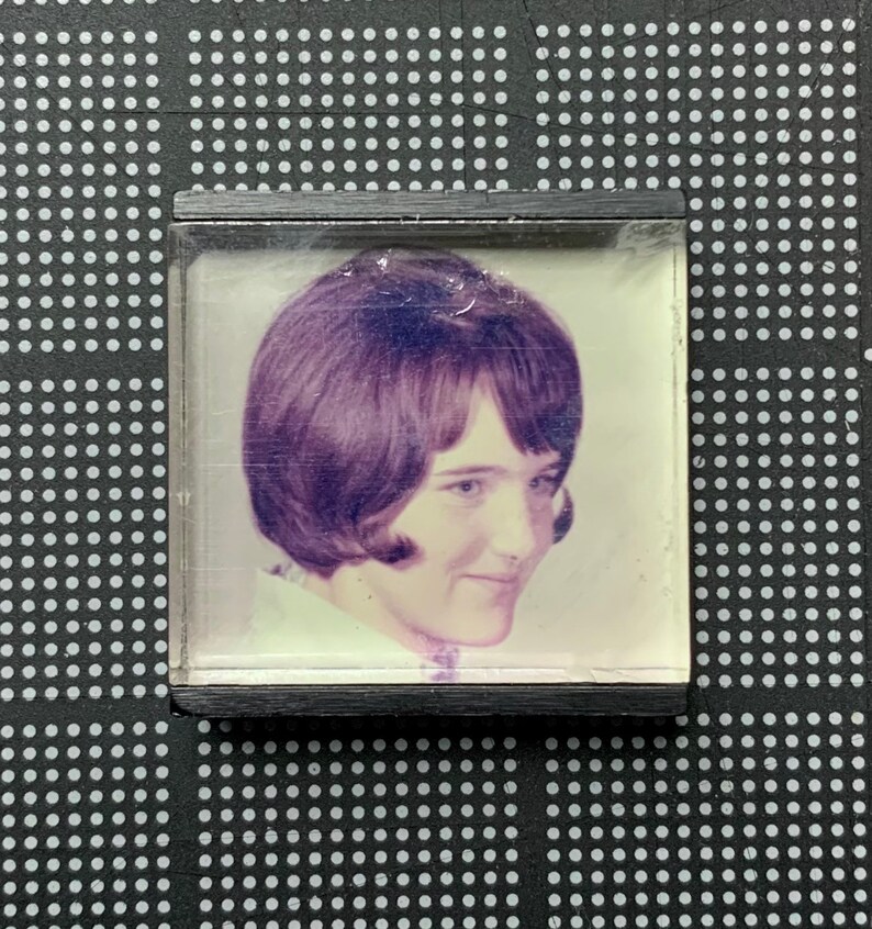 found photograph Original Vintage Photo Girl in Acrylic Cube -Texas Art Asylum Old photo Photograph Vintage Photo