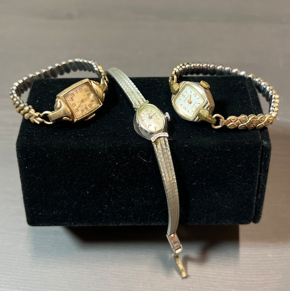 Vintage 3 Watch Lot Broken Parts +++ Gold Bits Assemblage  display picture 2