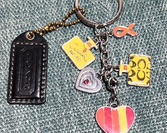 Coach Keychain -- Charms, Hearts, Leather Tag - Etsy