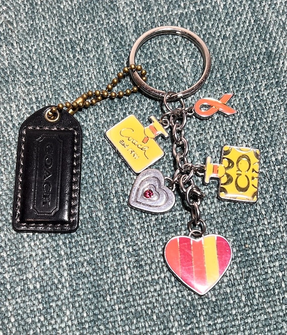 Coach Keychain -- Charms, Hearts, Leather Tag - Etsy