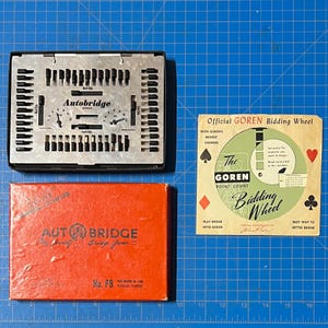 Vintage Auto Bridge Deluxe Pocket Model Play Yourself Game / Charles H Goren Point Count Bidding Wheel Shortcut - SOLD SEPARATELY
