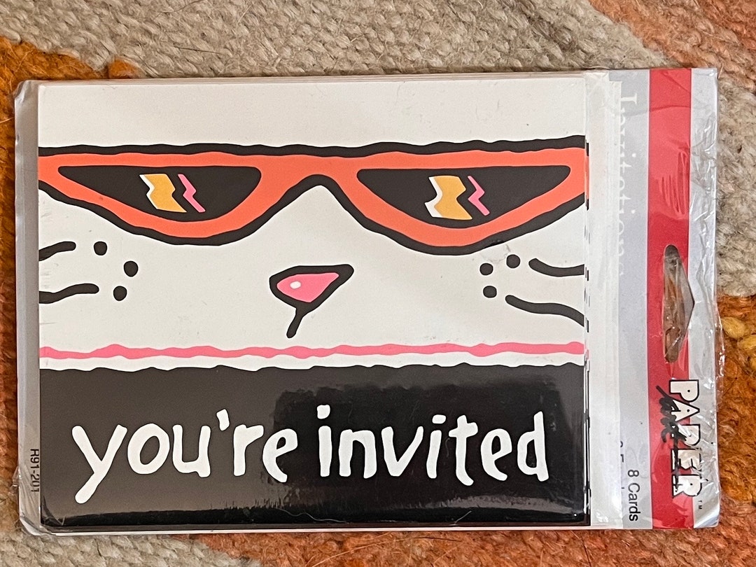 Invited Cool Vintage *you’re Invited * Cool Cat Party Invitation Cards / Paper Art ...