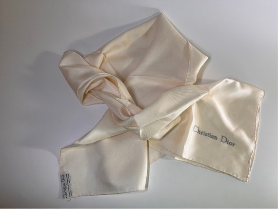 Vintage Christian Dior White Silk Scarf - image 3