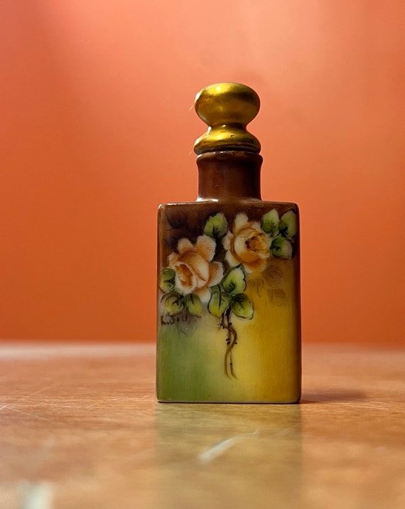 Vintage Tiny Porcelain Floral Perfume Bottle