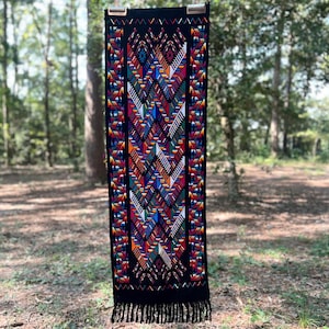 Vintage Authentic Colorful Guatemalan Mayan Handwoven Embroidered Textile Table Runner 50”x17”
