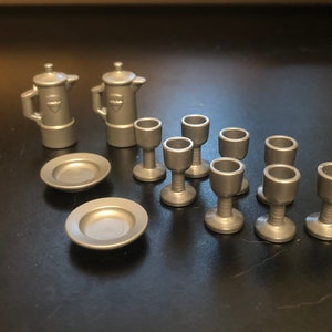 Playmobil 12 piece beverage and snack service - &quot;silver&quot; or &quot;pewter&quot;