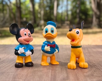 Mickey Mouse, Donald Duck and Pluto too! Walt Disney Productions Figures Lot of 3 characters Made in Japan