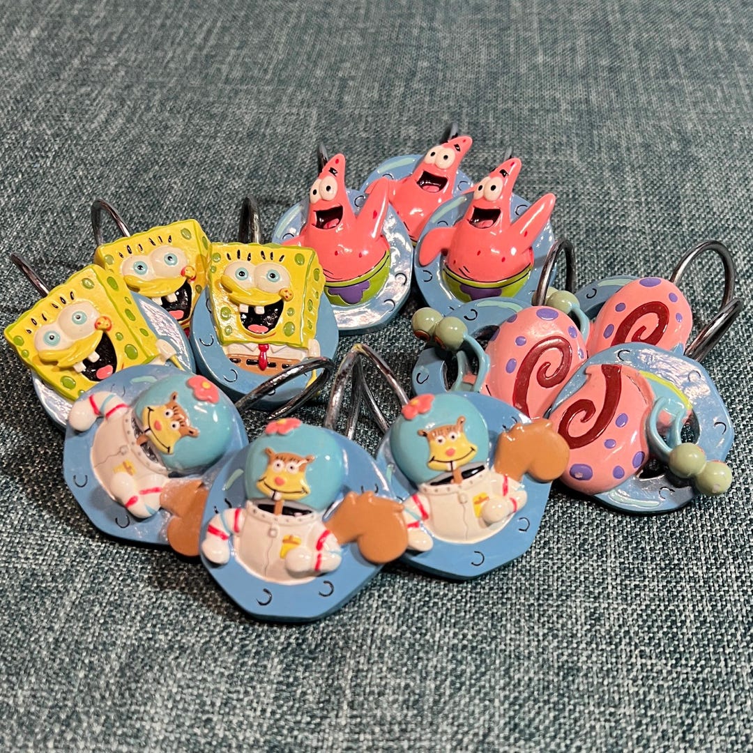 Vintage 90s Acrylic Spongebob Shower Curtain Hooks, Set of 12 Etsy
