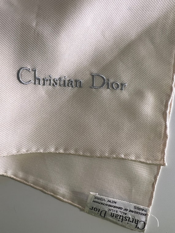 Vintage Christian Dior White Silk Scarf - image 1