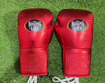 No Boxing No Life Gloves Lace up Pro Sparring Training Fight
