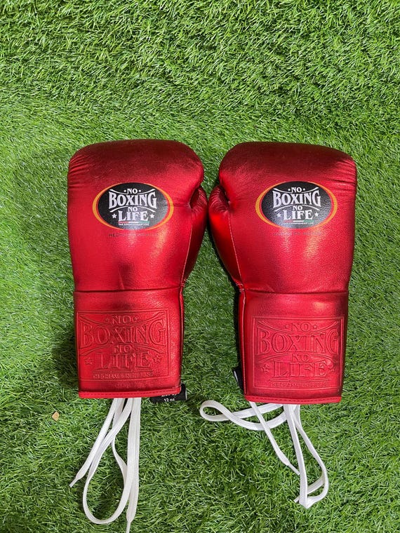 No Boxing No Life Gloves Lace up Pro Sparring Training Fight