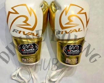 Rival RS100 Professional Sparring Gloves - White & Gold | 8oz-16oz