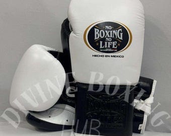 Boxhandschuhe „No Boxing No Life“ zum Schnüren | Professionelle Sparringsausrüstung aus Leder | 8–18 oz