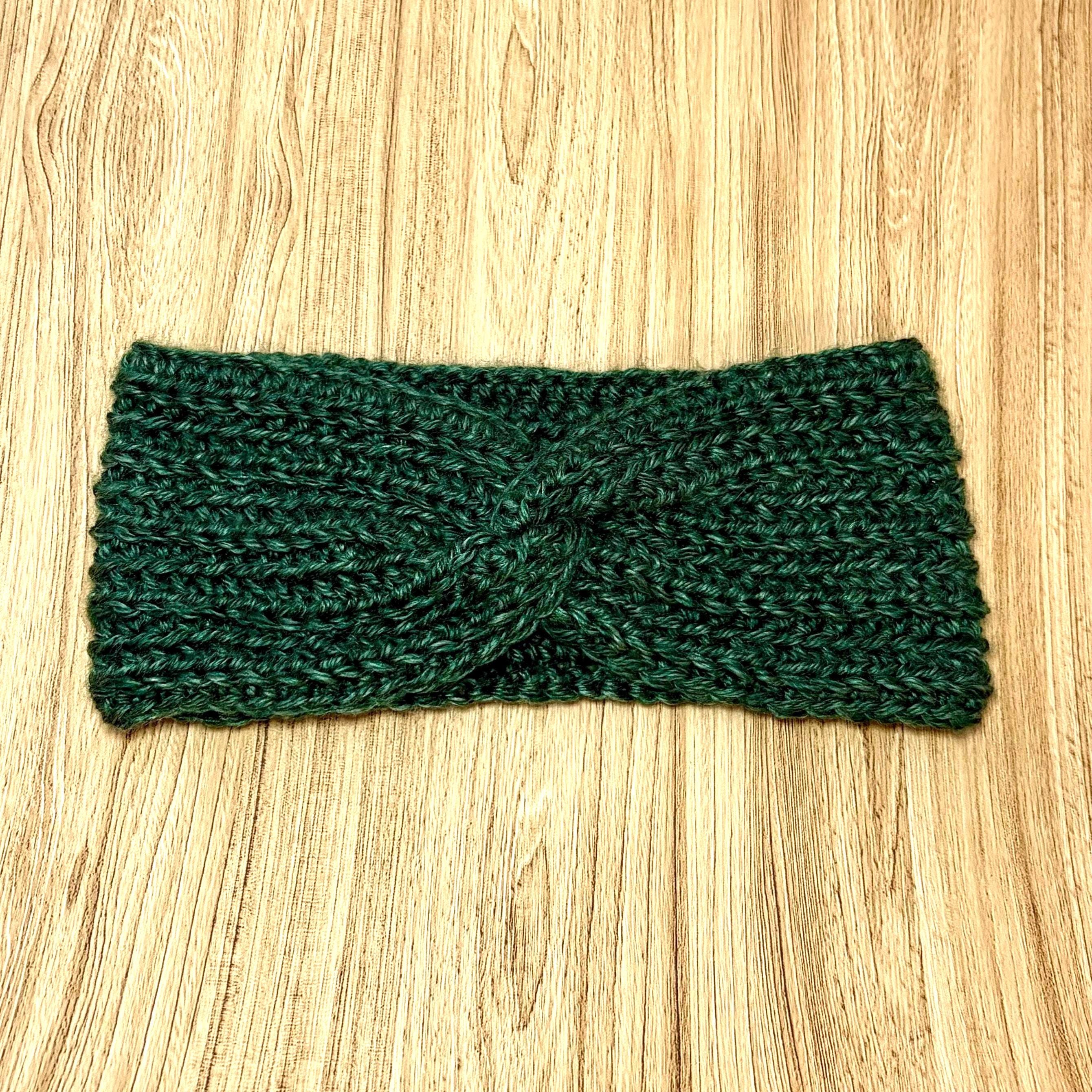 Forest Green Crochet Twist Headband Handmade Ear Warmer