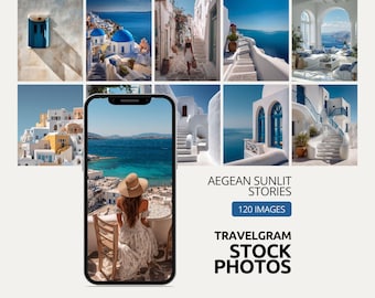 Collezione di foto stock di Aegean Sunlit Stories / Viaggi in Grecia, stile di vita costiero, fotografia, Santorini, Mykonos, immagini estetiche per Instagram