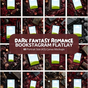Bookish author flatlay with dark romance iPad mockup, antique details, and cinematic gothic atmosphere