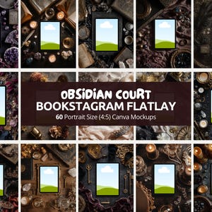 Obsidian Court Dark Gothic iPad Mockup | Boklig häxig Bookstagram Flatlay Surfplatta Canva-mall för e-bok- och författarmarknadsföring