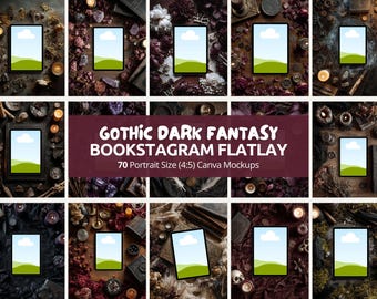 Gothic Dark Fantasy Bookstagram Flatlay | Bookish-mockup voor iPad en tablet | Ebook, canvassjabloon en boekomslagweergave voor auteursmarketing