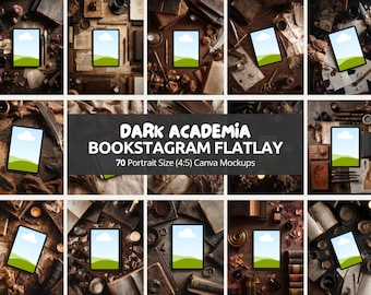 Dark Academia Bookstagram Flatlay | iPad & Tablet Mockup, Ebook, Kindle Flatlay Bookish Canva Tablet Author Marketing Book Cover Display