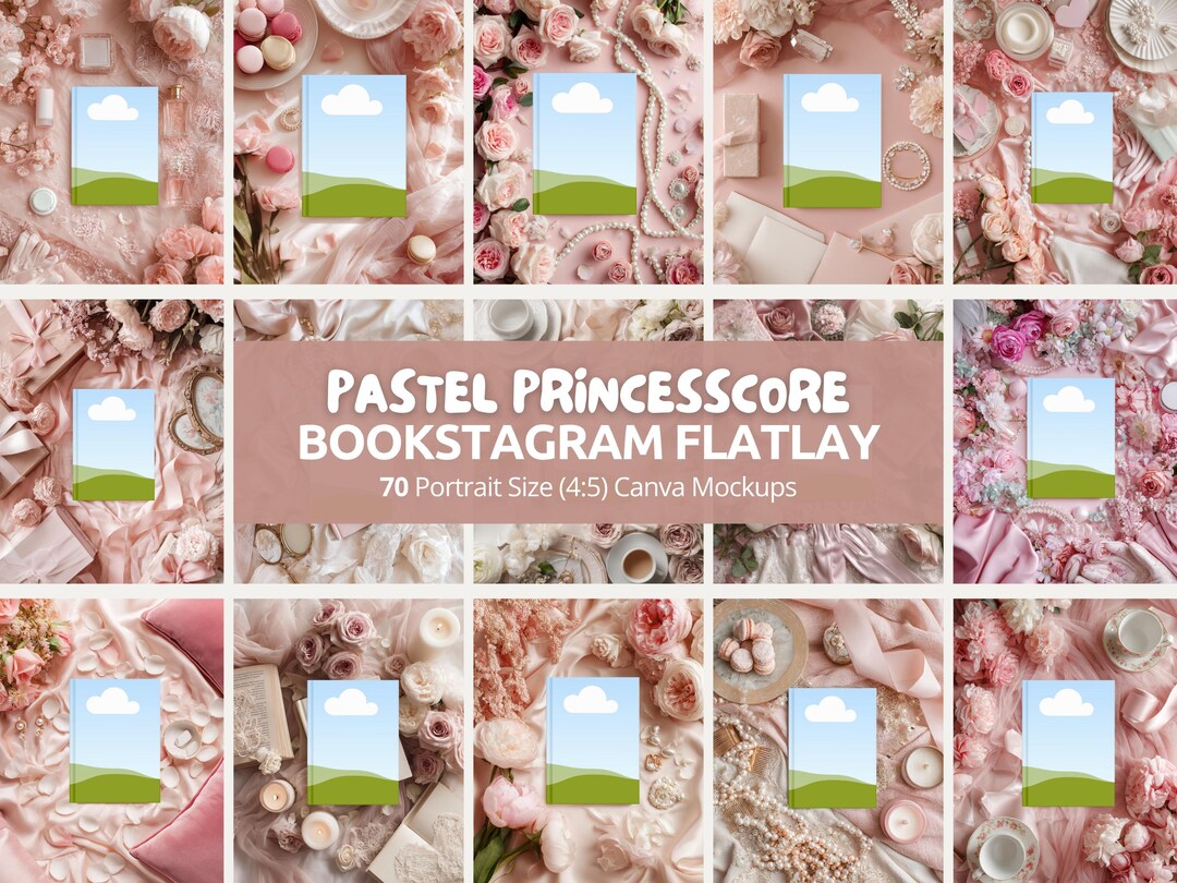 Pastel Princesscore Book Mockups | Bookstagram Flatlay Bundle Bookish ...