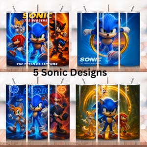 The Hedgehog Tumbler Wrap Bundle, 20oz Skinny Tumbler Wrap, Sonic Tumbler PNG Sublimation Design, Sonic Shadow Hedgehog Birthday Tumbler PNG