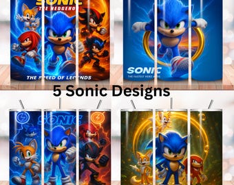 Paquete de envoltorios para vasos de erizo, envoltorio delgado para vasos de 20 oz, diseño de sublimación PNG de Sonic Tumbler, vaso de cumpleaños de Sonic Shadow Hedgehog PNG