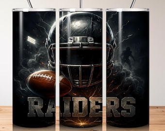 Las Vegas Raiders Tumbler Wrap, Sport Mascot PNG Black & Silver Football Mascot Tumbler Wrap PNG, 20oz and 40oz Digital Download
