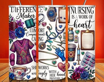 Inflated Nurse Tumbler Wrap PNG,3D Nursing Tumble Sublimation, 20oz Medical Coat, Syringe Heart Design Personalized Nurse Tumbler Wrap
