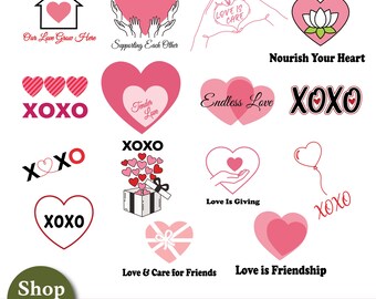 Valentine Heart SVG Bundle | Love Quotes & XOXO Designs | Cricut Files