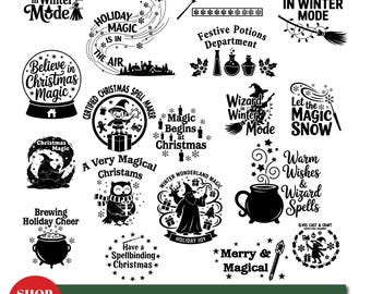 Magical Christmas Wizard SVG Bundle | Winter Spell Quotes for Cricut & Sublimation Crafts