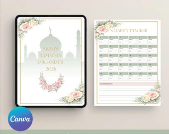 Mom’s Ramadan Organizer Editable Canva PDF Planner for Muslim Moms
