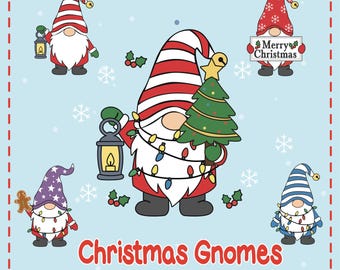 Christmas Gnome Clipart Bundle | Holiday PNG Set (Digital Download)