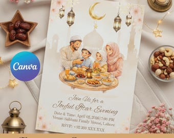Ramadan Iftar Invitation Template | Canva Editable