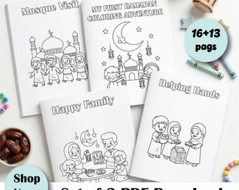 Ramadan Kids Activity Book Set of 2 Printable | Islamic Coloring & Games for kids