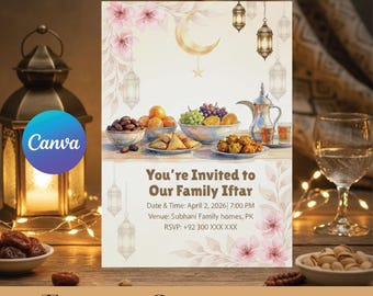 Editable Ramadan Iftar Invite | Canva Family Invitation”