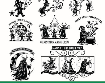 Christmas Magic SVG Bundle | Santa, Grinchy, Spell Maker, Elf, Wizard Clipart, Cricut SVG