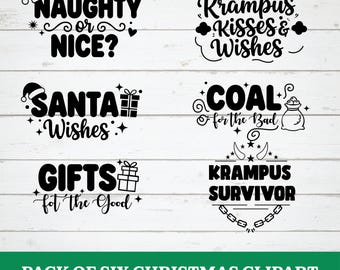 Christmas SVG Bundle | Santa, Krampus, Naughty or Nice, Gifts & Coal Quotes | Holiday Cricut  Files