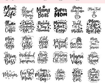 Mother’s Day SVG Bundle – Mom Quotes, Card Crafts, Cricut Cut Files, Instant Download
