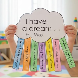 MLK Martin Luker King Jr. Day Craft | Druckbare Pinnwand | Ich habe eine Traumwolke Handwerk