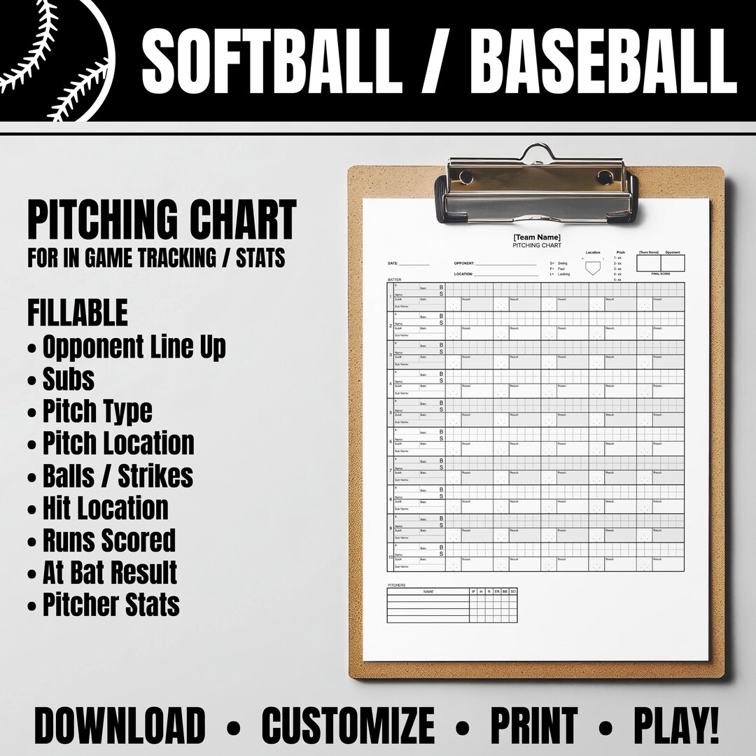 Softball Graph Softball / Baseball Pitching Chart - Etsy