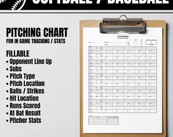 Pitching Chart for Softball/ Baseball, Baseball Pitching Charts ...