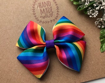 Watercolor Rainbow Hair Bow