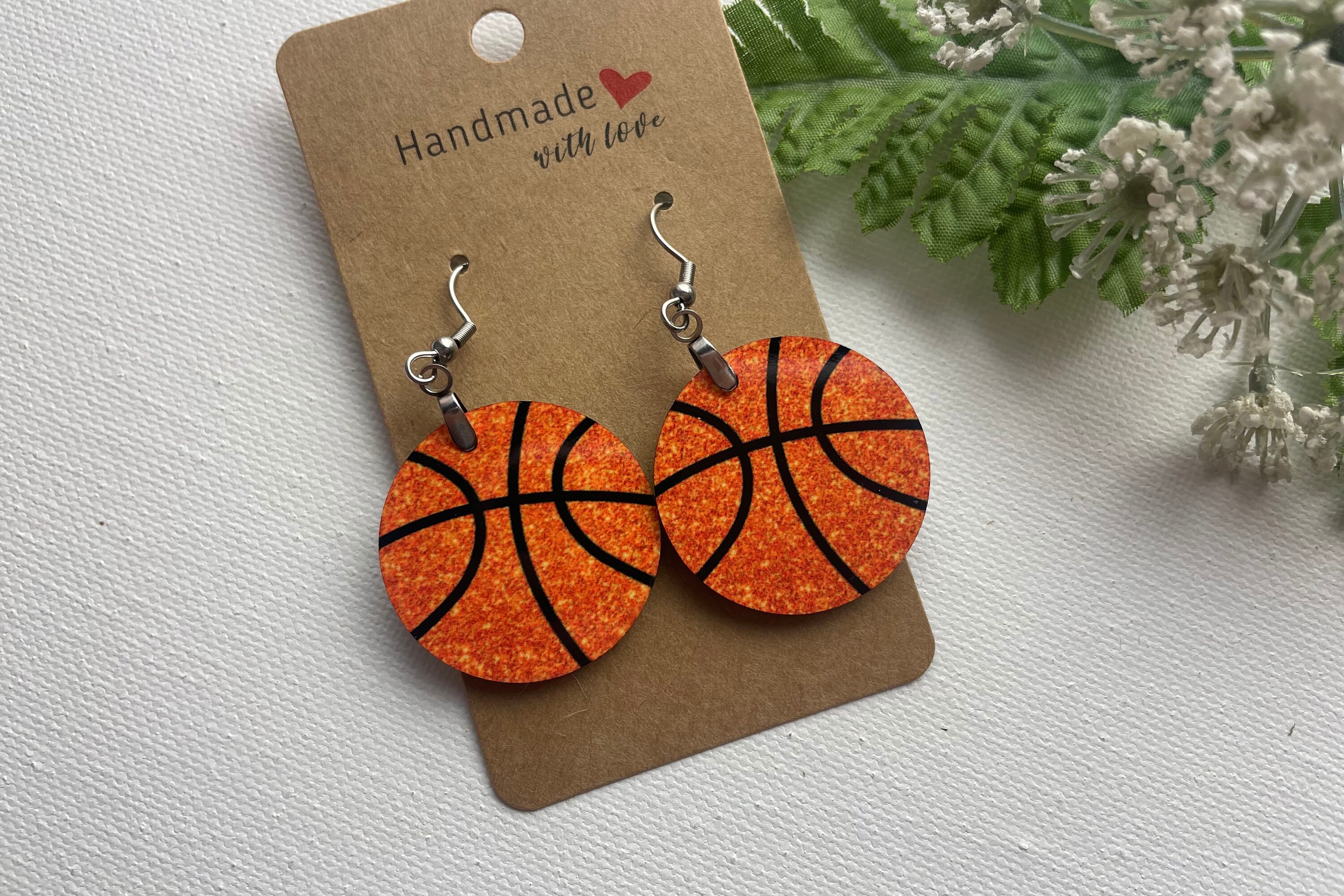 Sports Balls Painted Wood Stud Earrings *New New New* Earrings - Kim's Korner Wholesale Basketball