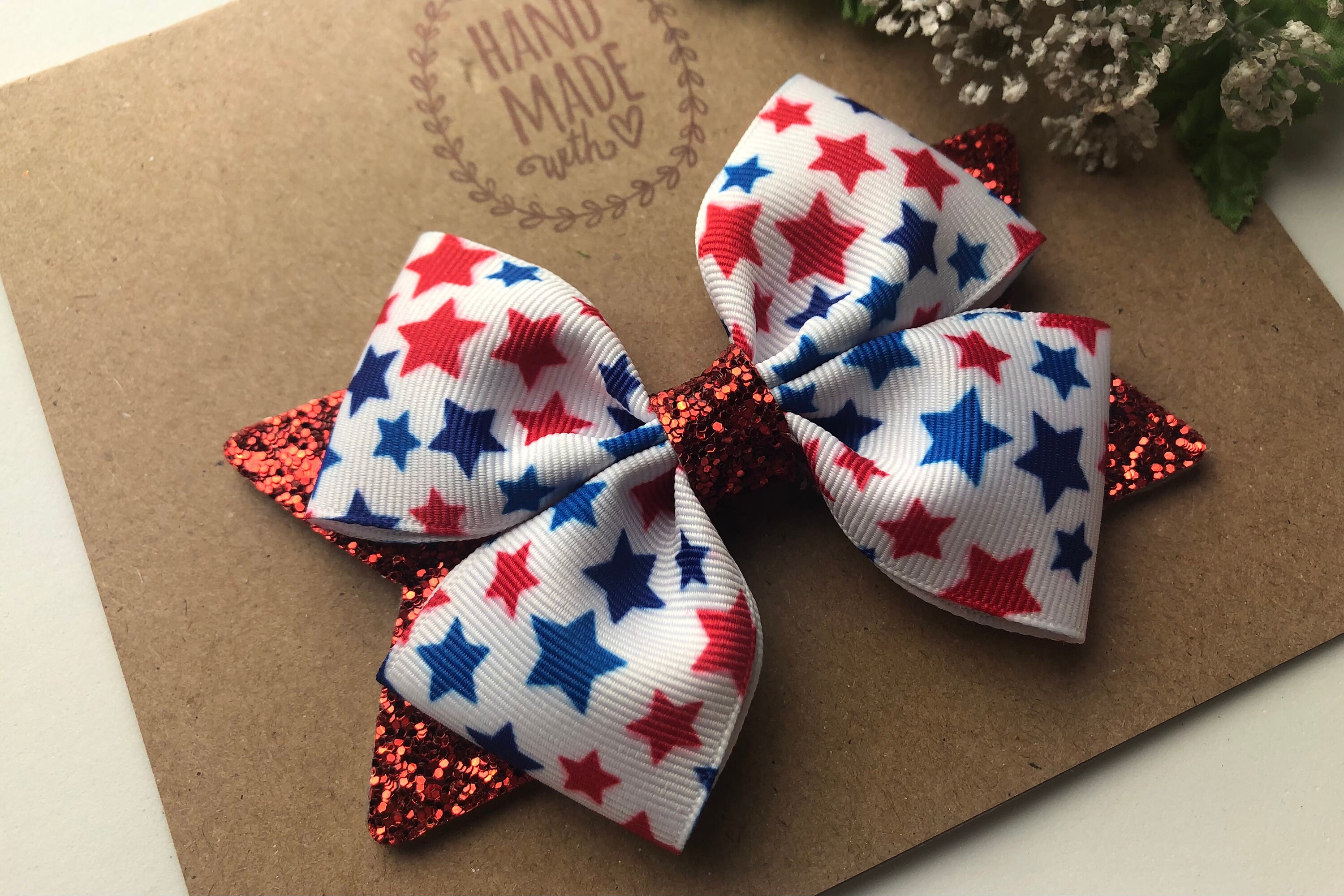 Fourth of July Stars Hair Bow Patriotic Day Hair Bow 4th Etsy