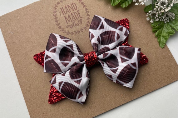 Football Hair Bow , Red Football Hair Bow , CHOOSE YOUR COLOR , Team Hair Bow , Football Hair Bow , Cheer Bow
