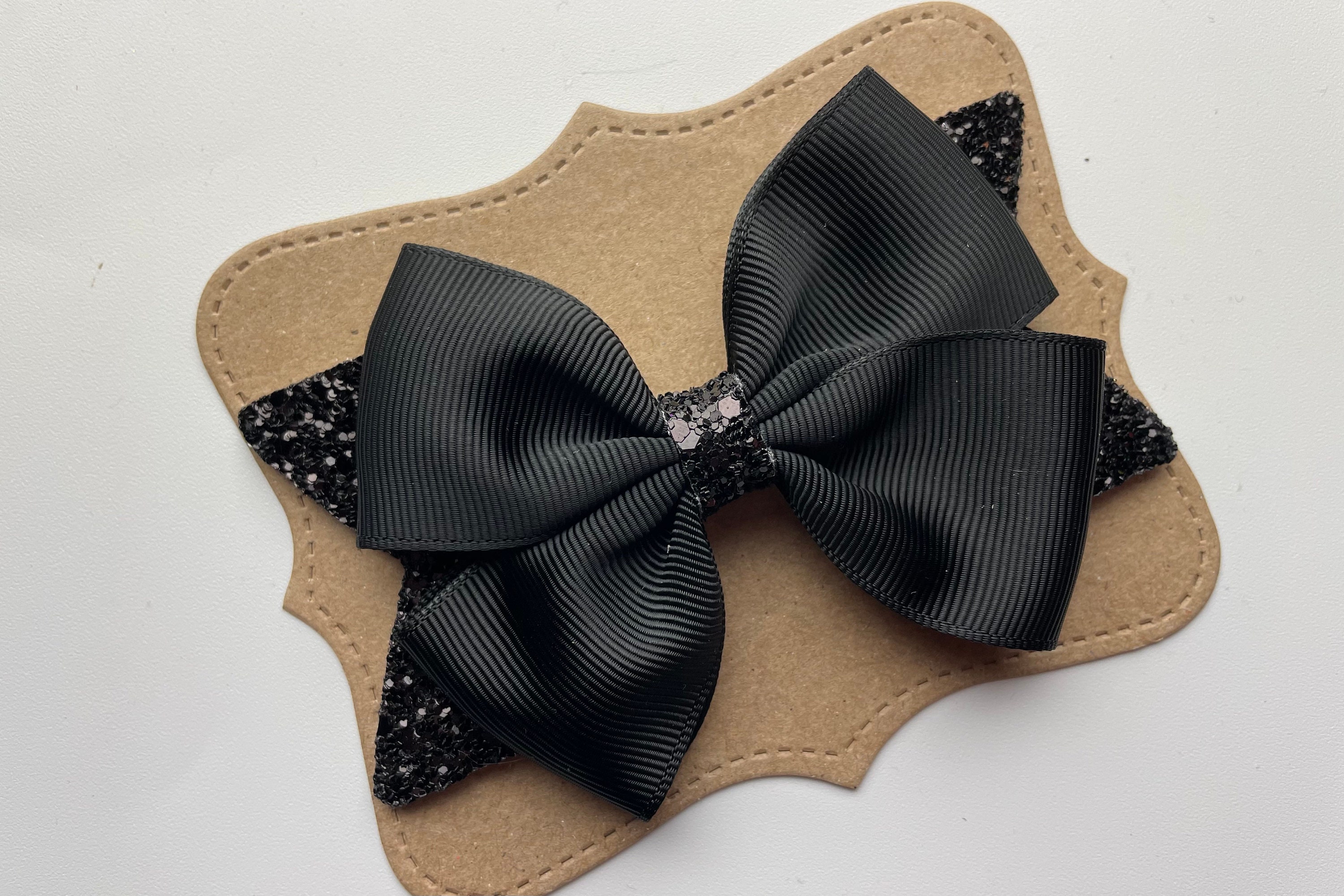 Black Glitter 4 Inch Hair Bow , Black Hair Clip Accessories fair Girls  , Glitter Bow