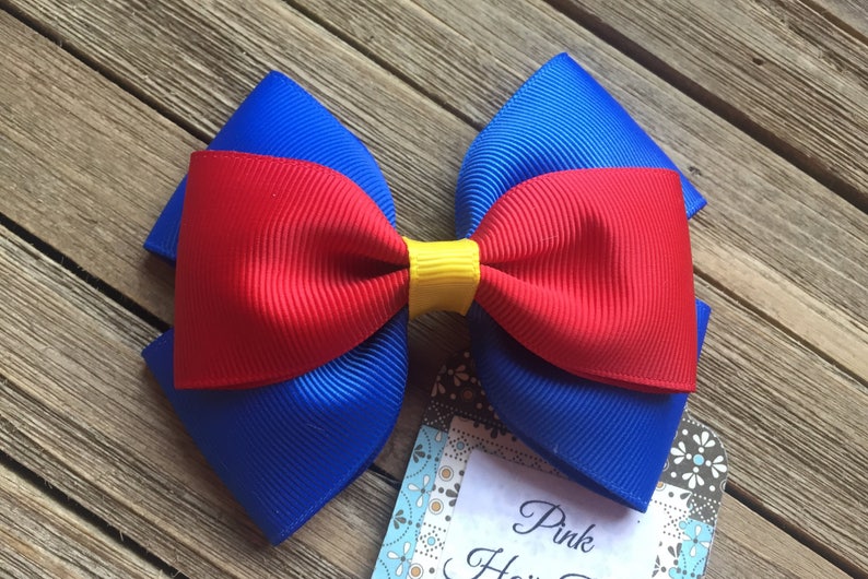 Princess Snow White 4 Inch Hair Bow Clip Back to School Red - Etsy