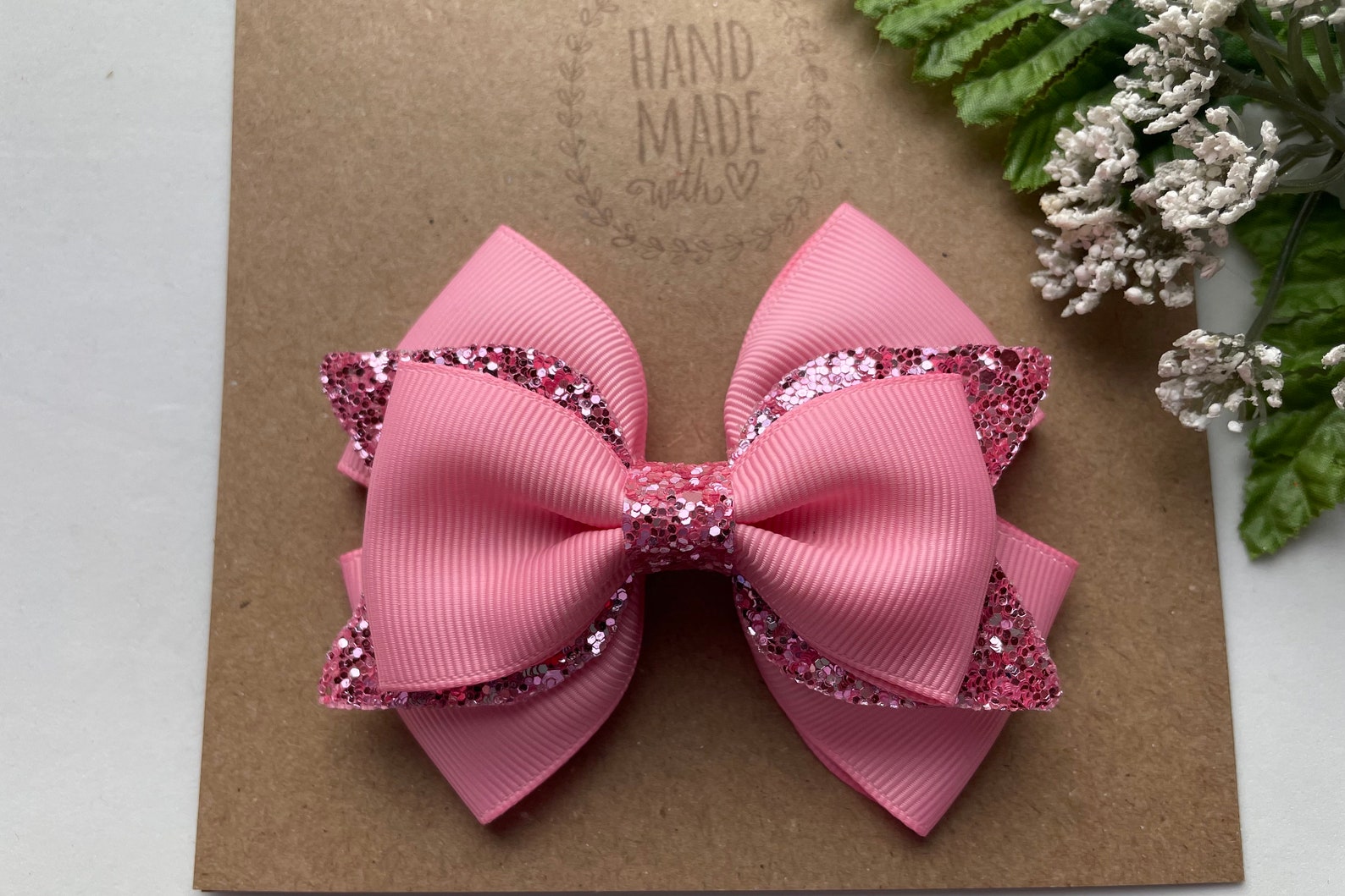 Pink Stacked Glitter Hair Bow , 3.5” or 4.4” Spring Hair Clip - Etsy